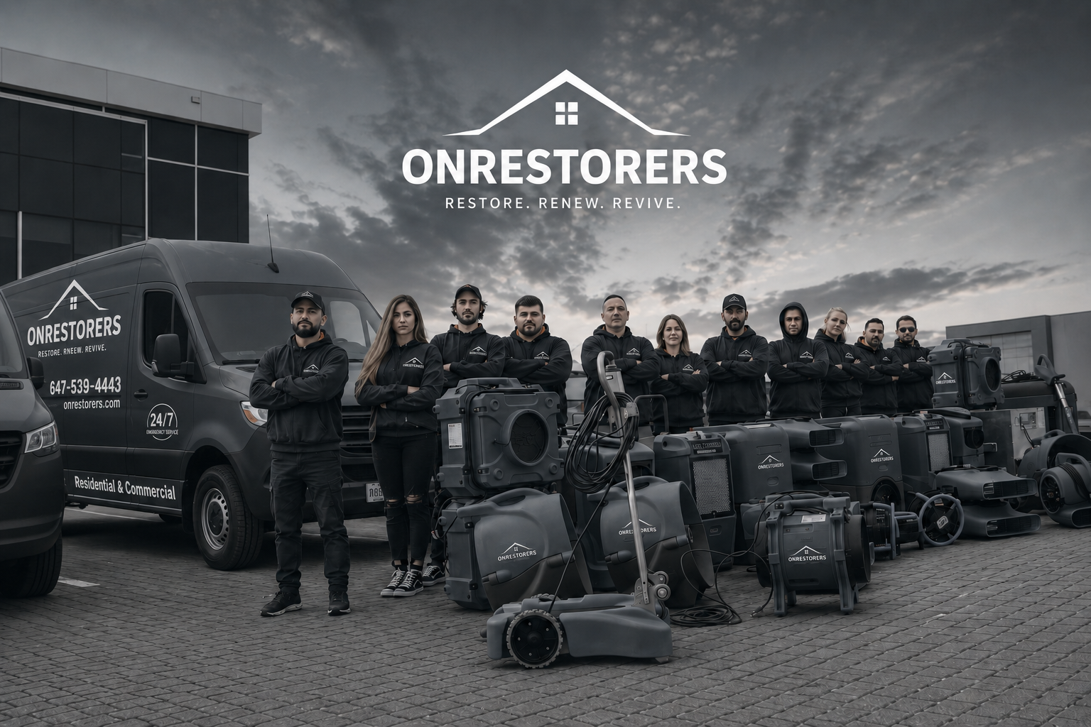 ONRESTORERS team with service van and restoration equipment